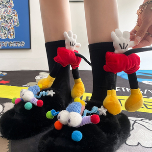 ilookwazi个性 洋气小众设计手工M奇屁屁拍手饰品长筒袜棉外穿潮搭