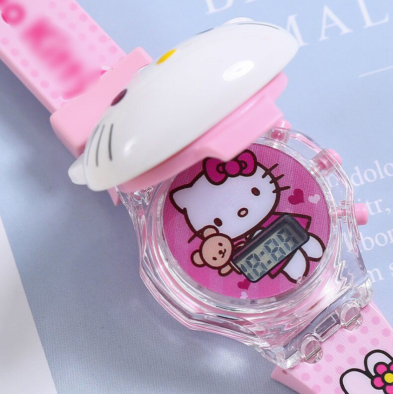 哈喽kt猫电子表发光带音乐keiti猫手表儿童玩具粉kitty猫礼物女童