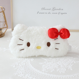 凯蒂猫毛绒眼罩可爱卡通遮光睡眠Kitty冰敷冰袋学午睡嗨喽kt遮光