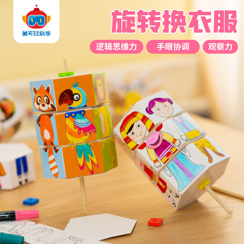 少数民族手工diy旋转换衣服儿童创意美术绘画制作玩具幼儿园材料,玩具/童车/益智/积木/模型,手工创意粘贴类,淘宝优惠券,粉丝福利购,淘宝优惠卷