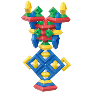 金字塔积木塔彩虹塔散件补充正方形颗粒配件儿童叠高高拼装玩具