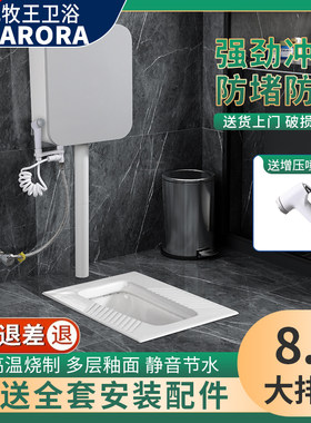 九牧王陶瓷蹲便器家用水箱套装