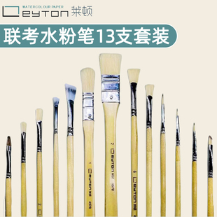 莱顿水粉笔美术联考13支套装美术专用学生绘画扇形刷子初学者颜料笔丙烯画笔水彩勾线笔尼龙笔专业猪鬃油画笔
