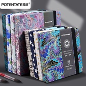 遵爵全棉水彩本300g风琴本布艺折叠手账本细纹小巧便携式 水彩画本美术生专用中粗方形口袋水彩纸初学者绘画本