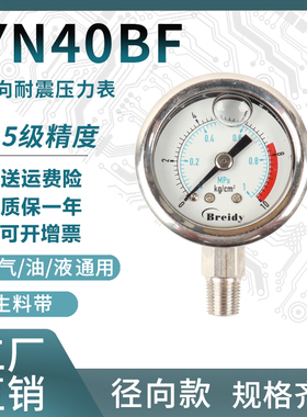 压力表YN40BF全不锈钢耐震压力表测水压气压通用0-1.6/100mpa多量