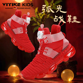 2025年新春季 新款 大童红色战靴运动鞋 儿童篮球鞋 男童网面防滑鞋 子