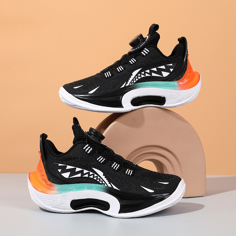 儿童篮球鞋正品男童夏季实战摩擦会响中大童旋钮小学生耐磨运动鞋