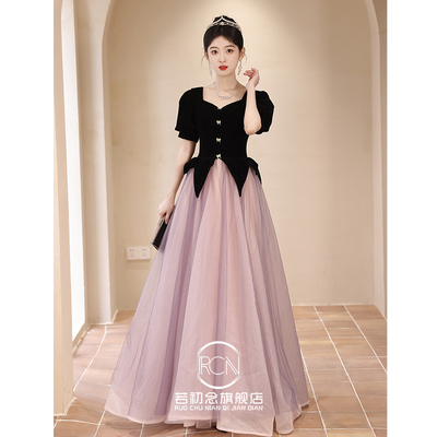 紫色成人礼宴会晚礼服高端高级感