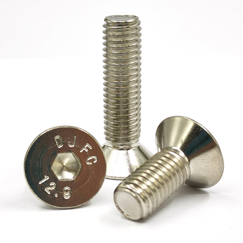 12.9级高强度镀镍沉头内六角螺丝SCM435平头螺栓m3Pm4m5m6m8m10