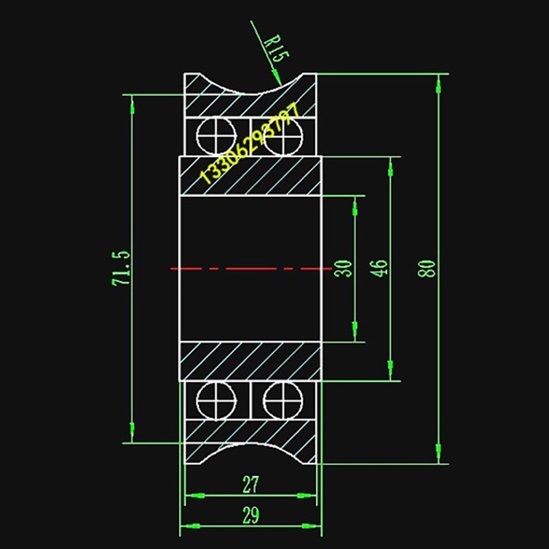 U型槽轴承 U槽轴承 U型滑轮轴承 U型槽滑轮轴承30*80*29带U槽轴承