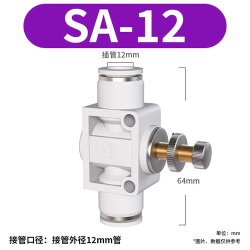 气管快速接头节流阀气动气缸可调节调速节气阀排气配件SL4/6/8-01