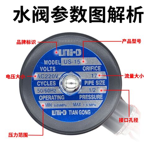 UNI-D索诺天工全铜耐高温蒸汽电磁控制阀US-10/15/20/25/35/40/50