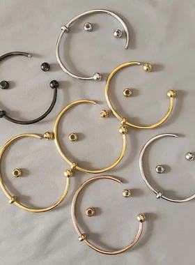 钛钢拧手镯手饰可手动男女款金属扭紧diy开开口不锈钢螺纹