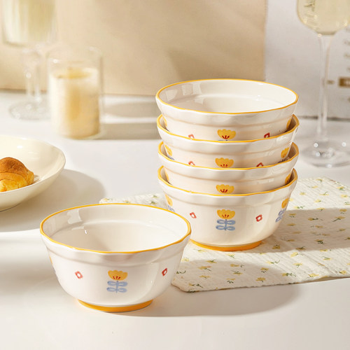 高颜值小清新陶瓷米饭碗家用