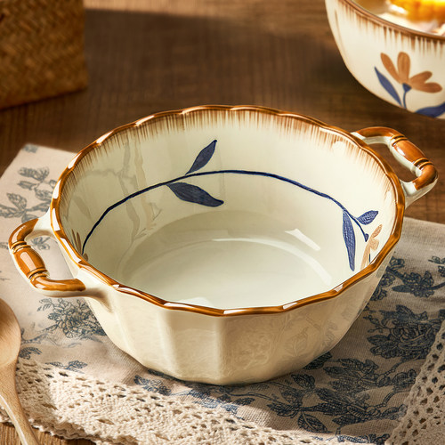 双耳汤碗家用陶瓷汤盆大号汤面碗