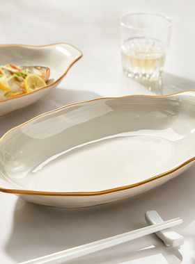 陶瓷鱼盘家用2025新款双耳蒸鱼盘子高级感鱼盆餐具大号鱼碗装鱼碟