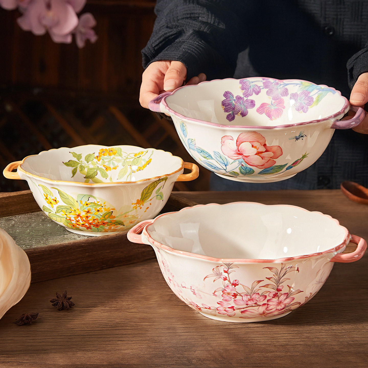 高颜值双耳汤碗家用2026新款中式国风大碗汤面碗泡面碗水果沙拉碗,餐饮具,碗,淘宝优惠券,粉丝福利购,淘宝优惠卷