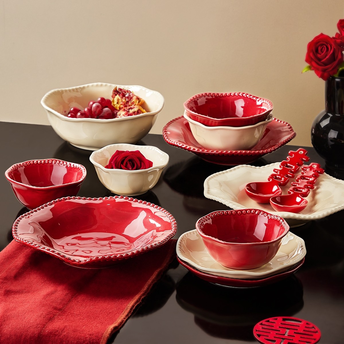 新婚订婚结婚礼物送新人餐具套装红色碗盘送新娘碗碟礼盒实用喜碗,餐饮具,碗,淘宝优惠券,粉丝福利购,淘宝优惠卷