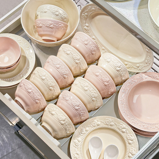 法式餐具套装家用2026新款高颜值碗碟套装碗盘子乔迁新婚礼物碗具