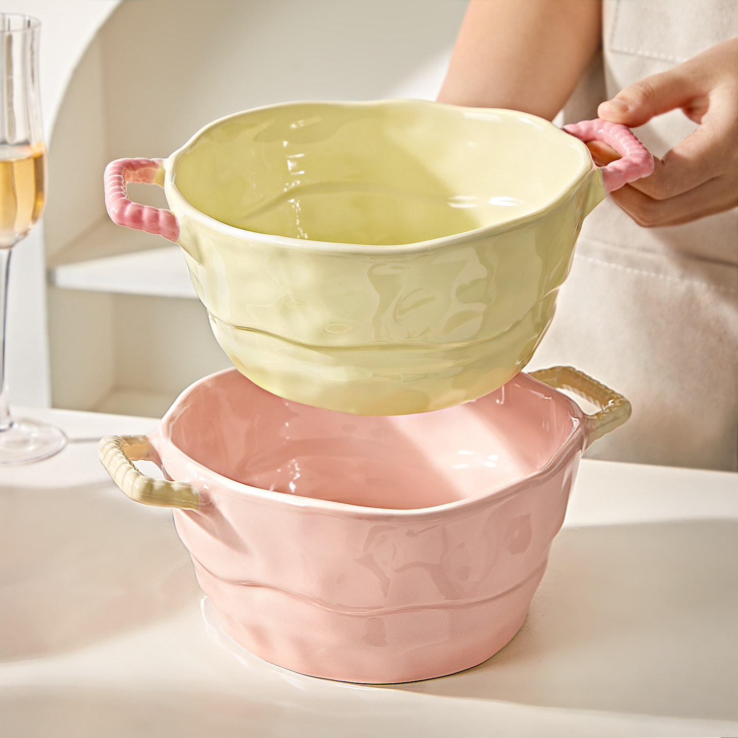 双耳汤碗家用2025新款高颜值陶瓷汤面碗大号泡面碗大碗螺蛳粉碗,餐饮具,碗,淘宝优惠券,粉丝福利购,淘宝优惠卷