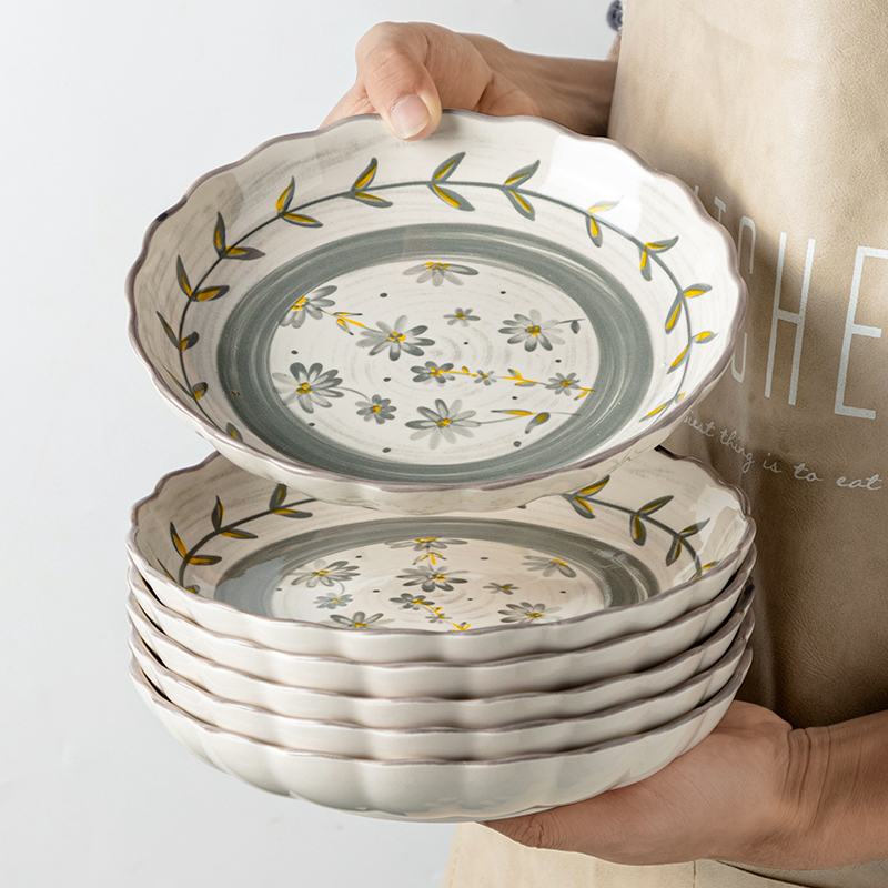 日式复古菜盘家用碗碟盘子