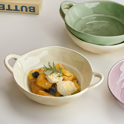 双耳碗陶瓷汤面碗家用泡面碗餐具