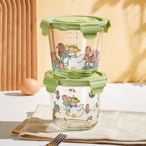 高硼硅玻璃圆形便携密封保鲜盒