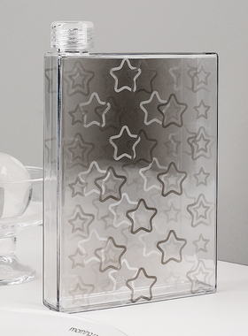 boeibei卜A杯 渐变星星创意500ml潮牌水壶随手方形透明扁平水杯