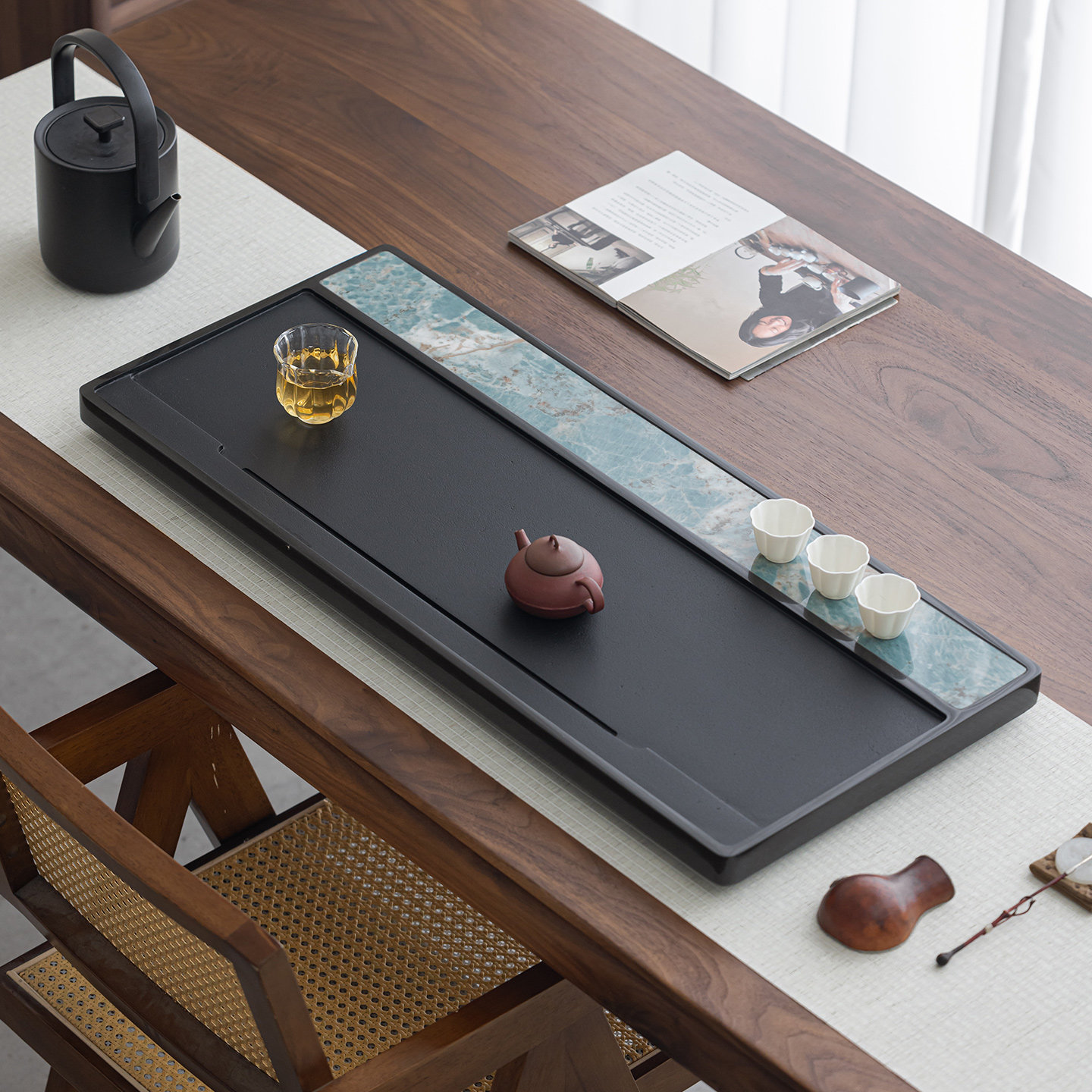 天然乌金石茶盘轻奢现代高级感简约家用办公室用新中式岩板茶台,餐饮具,茶盘,淘宝优惠券,粉丝福利购,淘宝优惠卷