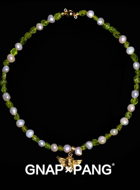 GNAPxPANG海水稻天使巴洛克珍珠 钛钢天使吊坠手作项链INS choker