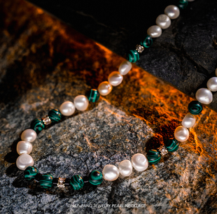 GNAPxPANG JEWELRY宿雾麒麟尾 孔雀石巴洛克珍珠满天星项链INS男