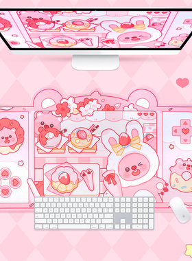 FTTOT可爱鼠标垫小海狸loopy 超大办公室桌垫电竞少女ins风键盘垫