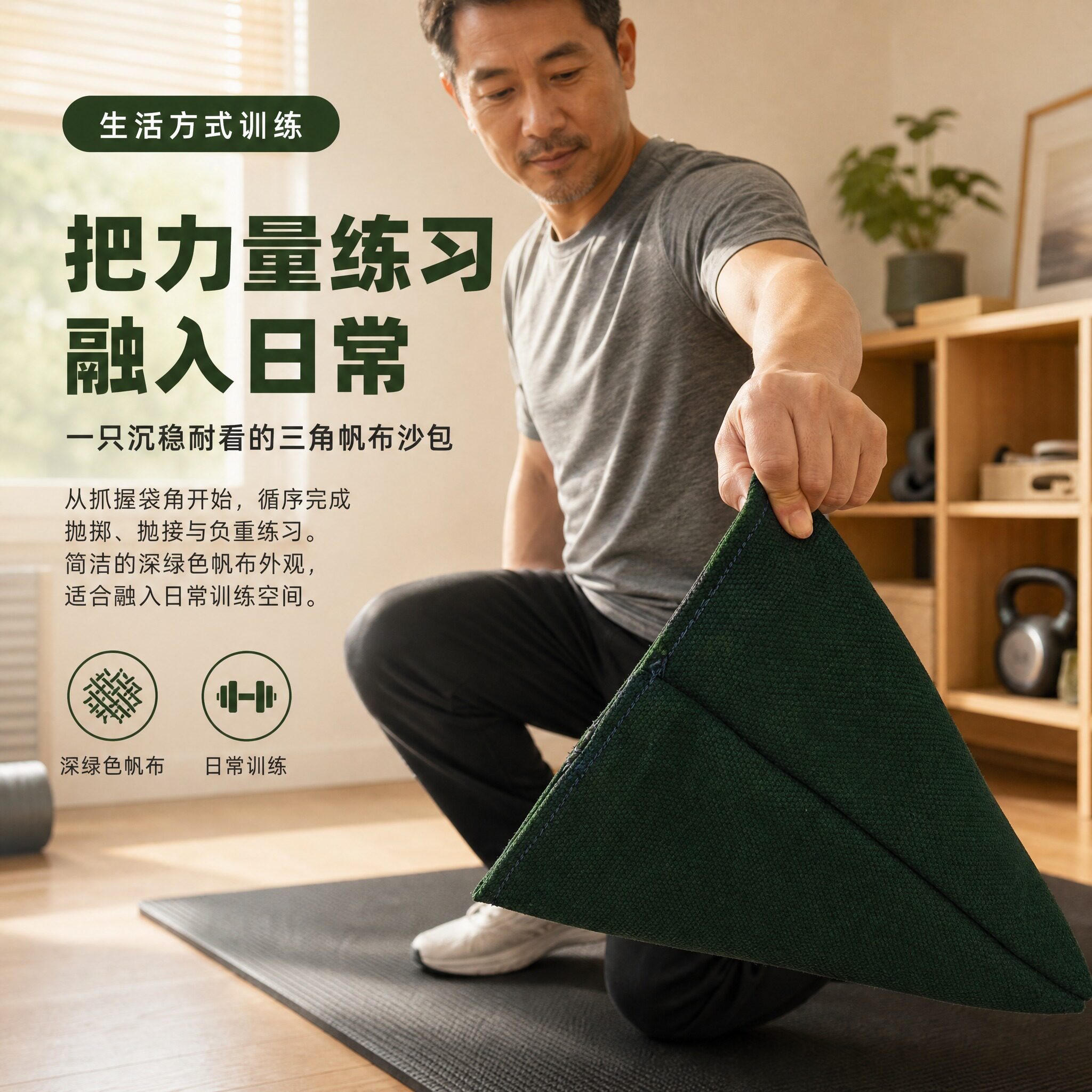 三角帆布铁砂负重包便携健身