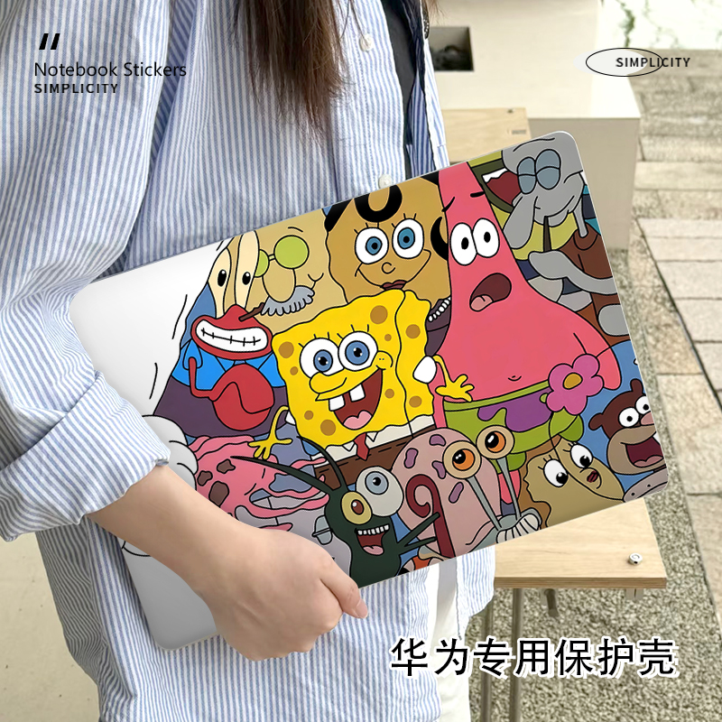 海绵宝宝新款华为matebook14保护壳适用D16笔记本14S电脑13寸外壳荣耀magicbook14防摔16S卡通D14SE版保护套