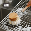 霜山椰棕锅刷长柄清洁刷厨房水槽缝隙清洁硬毛榉木柄家用洗锅刷