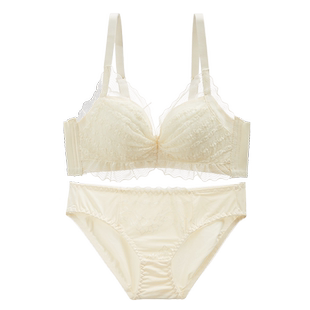 内衣女聚拢小胸加厚显大无钢圈高中少女生白色性感上托文胸罩套装