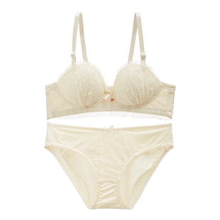 白色性感内衣女小胸聚拢无钢圈高中少女学生防下垂蕾丝文胸罩套装