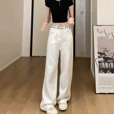 夏季薄款高腰天丝阔腿牛仔裤女