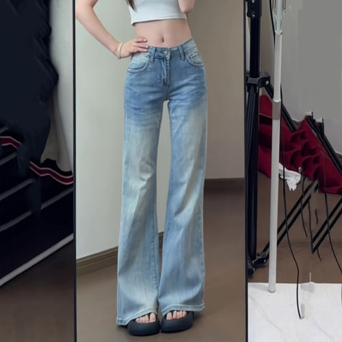 夏季低腰辣妹显瘦百搭牛仔喇叭裤