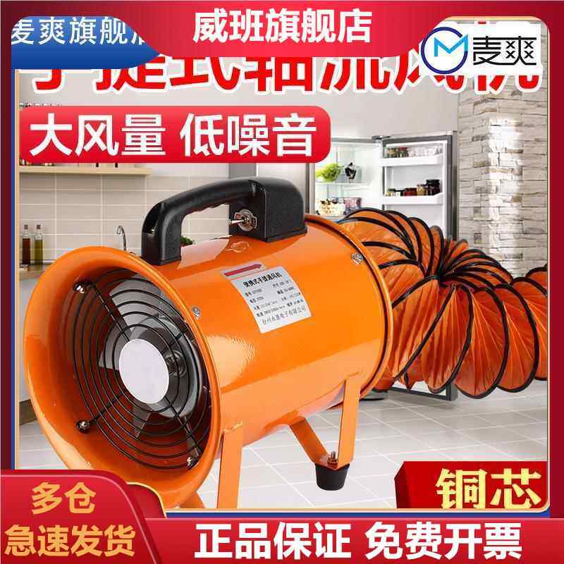 手提式轴流风机220V移动式排风扇抽风鼓风机高速喷漆工业通风设备