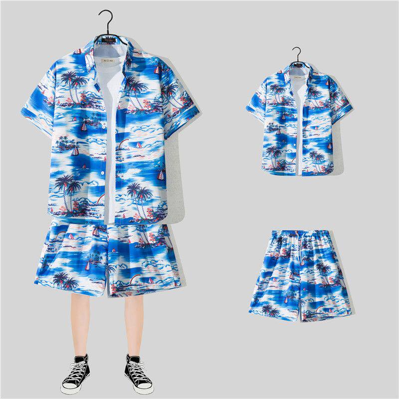 夏季短袖沙滩衬衫男士三亚旅游度假宽松衣服海边旅行穿搭情侣外套