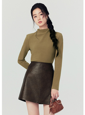 EF半高领德绒打底衫女秋冬内搭年新款加绒女士保暖上衣洋气