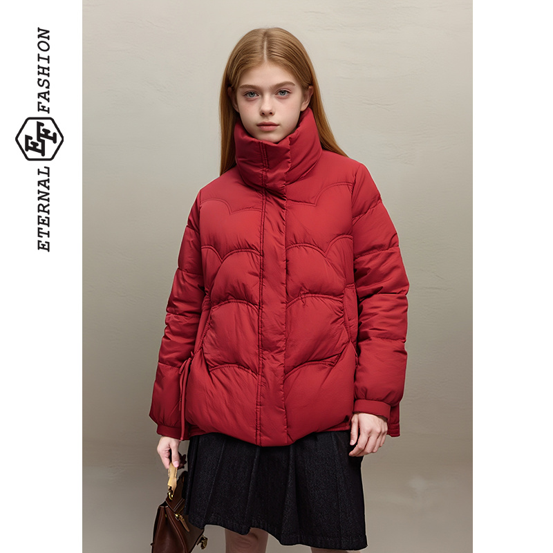 款心形衔接小个子面包服外套