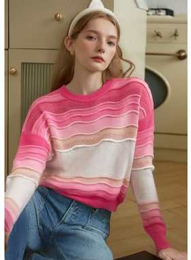 EF【商场同款】时尚温柔气质百搭针织衫2025冬季新款圆领套衫毛衣