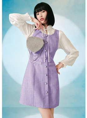 EF粗花呢无袖连衣裙纽扣设计感2025秋季通勤优雅气质千金风短裙