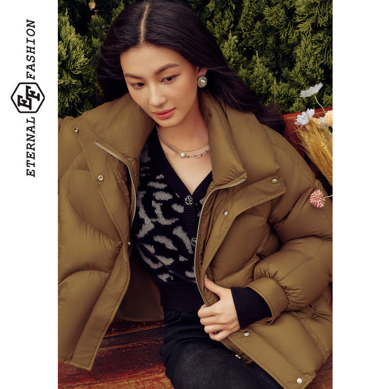 EF复古抽绳设计短款羽绒服2025冬季新款简约百搭保暖鸭绒外套,女装/女士精品,羽绒服,淘宝优惠券,粉丝福利购,淘宝优惠卷