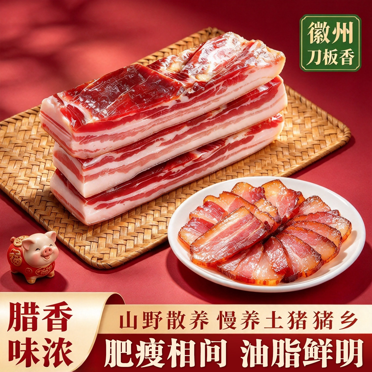 徽香十里黄山特产徽州刀板香风干老腊肉安徽香肠咸肉五花火腿礼盒