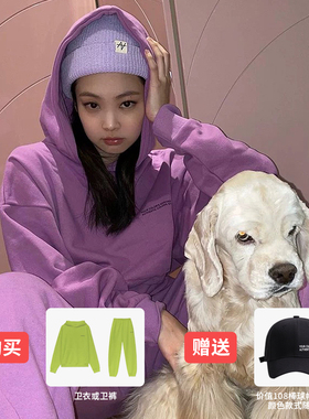 【FREI】 2025春秋季jennie同款男女休闲宽松情侣卫衣卫裤套装