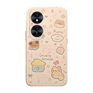 新款可爱卡通动物适用华为honor荣耀Play8T手机壳7T透明5活力版6T硅胶的4挂绳4t腕带6C防摔5T猫咪3少女心pro