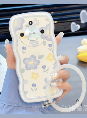 适用华为荣耀x70手机壳x60新款X50i+蓝色x50gt花朵ins风x40gt竞速版x40i十x30max波浪边x20se透明x10硅胶x9c